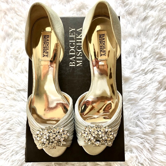 Badgley Mischka Shoes - Badgley Mischka Peep Toe Pump.  Silver.  S…